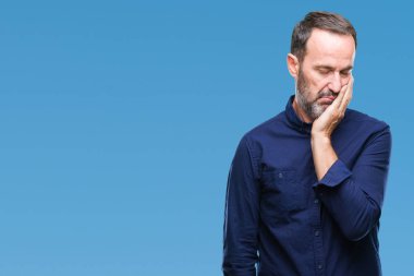 Orta yaş ağarmış komuta sizde seyir yorgun ve bıkkın ile depresyon sorun Çapraz kollar ile izole arka plan düşünme üzerinde.