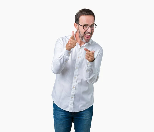 Schöner Älterer Eleganter Geschäftsmann Mittleren Alters Der Eine Brille Über — Stockfoto