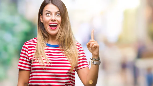 Mujer Hermosa Joven Mirada Casual Sobre Fondo Aislado Señalando Dedo —  Fotos de Stock