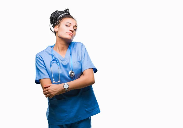 Ung Flätad Hår Afrikanska Amerikanska Flickan Professionella Kirurgen Över Isolerade — Stockfoto