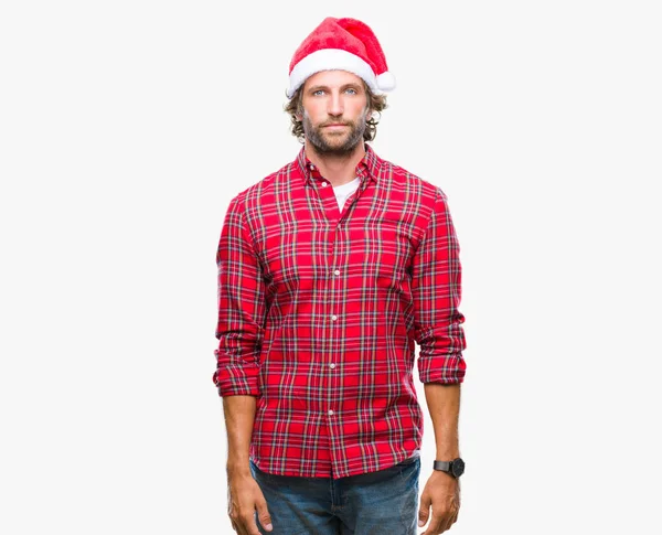 Bonito Modelo Hispânico Vestindo Natal Papai Noel Sobre Fundo Isolado — Fotografia de Stock