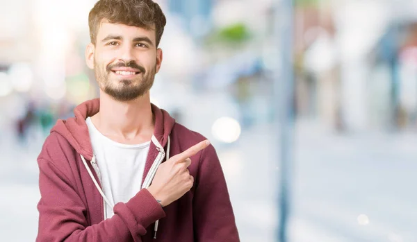 Jonge Knappe Man Geïsoleerd Background Pointing Met Hand Vinger Naar — Stockfoto