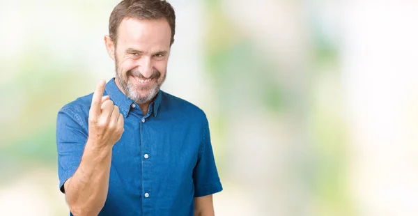 Bonito Homem Meia Idade Elegante Sênior Sobre Fundo Isolado Beckoning — Fotografia de Stock