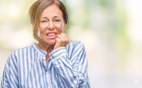 Středním Věku Senior Hispánské Ženy Izolované Pozadí Pohledu Stresovaní Nervózní — Stock fotografie
