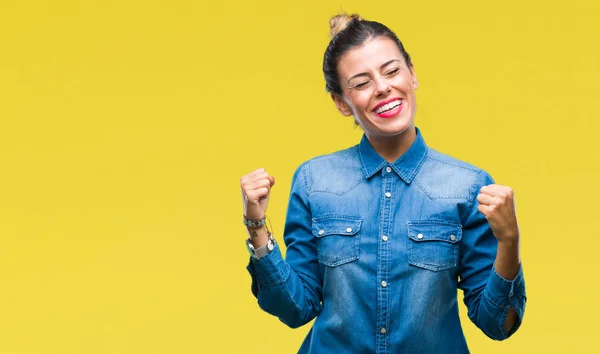 Joven Mujer Hermosa Sobre Fondo Aislado Muy Feliz Emocionado Haciendo —  Fotos de Stock