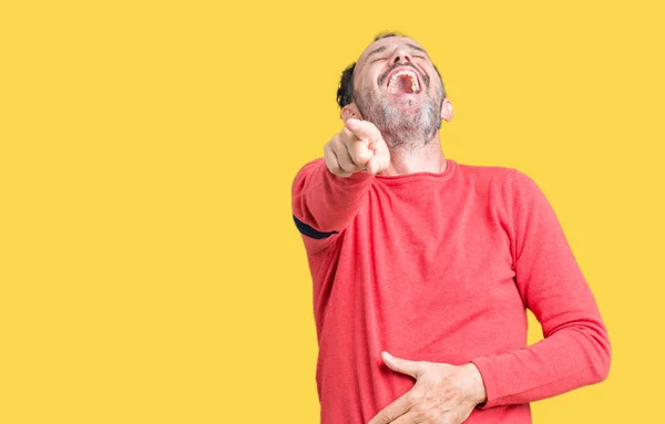 Bonito Hoary Meia Idade Homem Sênior Vestindo Camisola Inverno Sobre — Fotografia de Stock