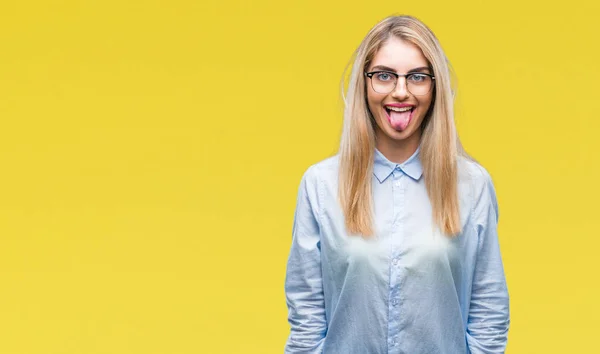 Joven Mujer Negocios Rubia Hermosa Con Gafas Sobre Fondo Aislado —  Fotos de Stock