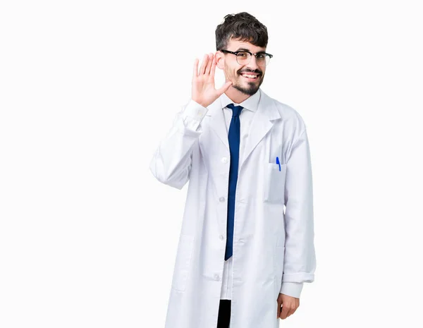 Young Professional Scientist Man Wearing White Coat Isolated Background Smiling — Stock Photo, Image