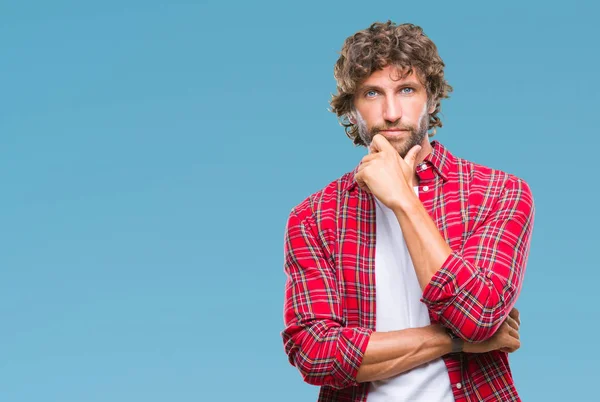 Bonito Homem Modelo Hispânico Sobre Fundo Isolado Olhando Confiante Para — Fotografia de Stock