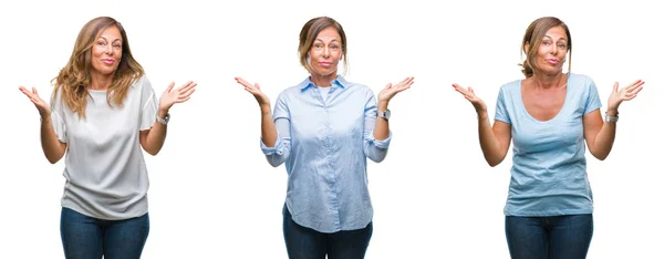 Collage Mujer Hispana Mediana Edad Sobre Fondo Aislado Sin Pistas —  Fotos de Stock