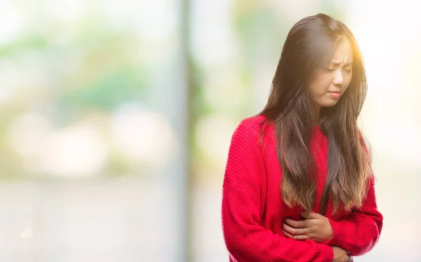 Mujer Asiática Joven Que Usa Suéter Invierno Sobre Fondo Aislado — Foto de Stock