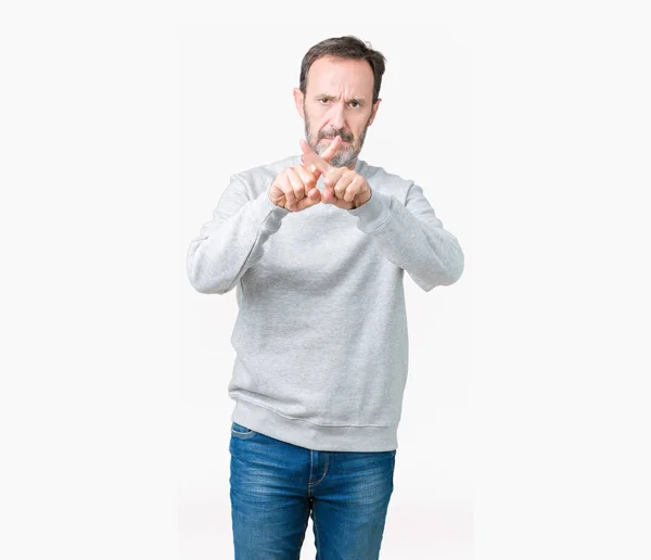 Bonito Homem Meia Idade Sênior Vestindo Uma Camisola Sobre Fundo — Fotografia de Stock