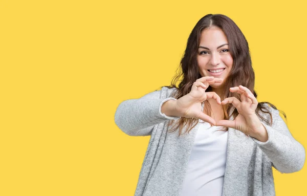 Hermosa Mujer Joven Tamaño Grande Con Chaqueta Invierno Sobre Fondo —  Fotos de Stock