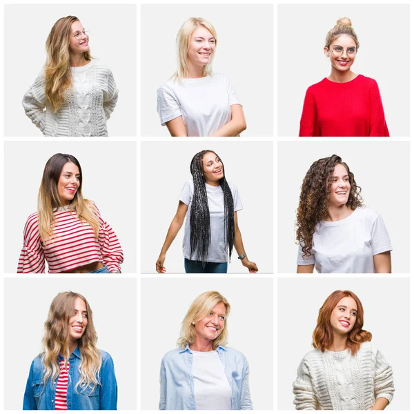 Collage Einer Gruppe Junger Und Älterer Frauen Mit Isoliertem Hintergrund — Stockfoto