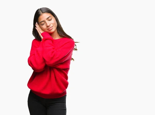 Joven Mujer Árabe Hermosa Usando Suéter Invierno Sobre Fondo Aislado — Foto de Stock