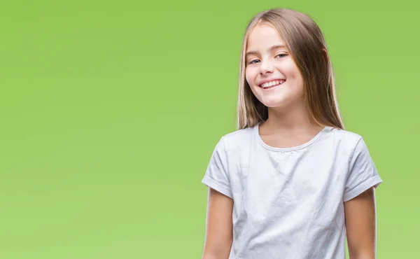 Giovane Bella Ragazza Sfondo Isolato Sorridente Guardando Lato Fissando Pensando — Foto Stock