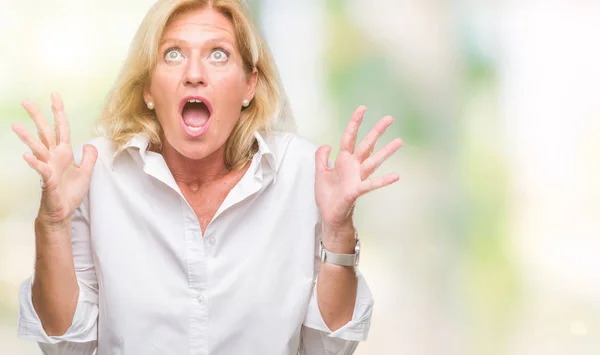 Middle Age Blonde Business Woman Isolated Background Crazy Mad Shouting — Stock Photo, Image