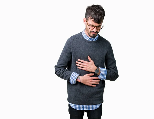 Joven Hombre Inteligente Guapo Con Gafas Sobre Fondo Aislado Con —  Fotos de Stock