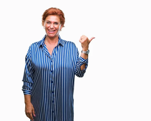 Atrractive Senior Caucasian Redhead Woman Isolated Background Smiling Happy Face — Stock Photo, Image