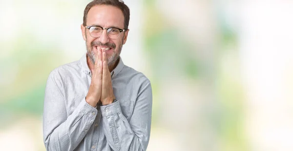 Bonito Homem Sênior Meia Idade Elegante Usando Óculos Sobre Fundo — Fotografia de Stock