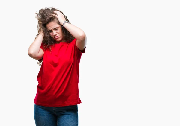 Rahat Bakmak Çünkü Umutsuz Stresli Baş Ağrısı Acı Izole Arka — Stok fotoğraf