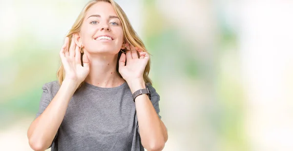 Mooie Jonge Vrouw Oversize Casual Shirt Dragen Geïsoleerde Achtergrond Wilt — Stockfoto