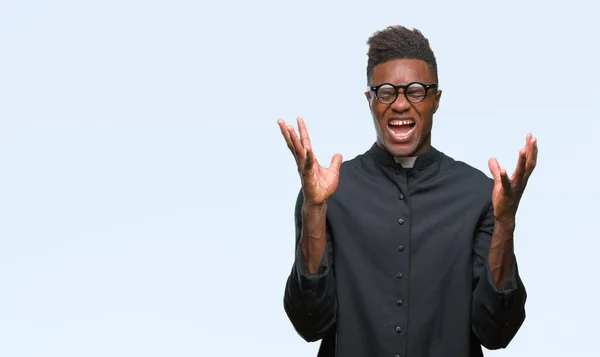 Jovem Padre Afro Americano Sobre Fundo Isolado Celebrando Louco Louco — Fotografia de Stock