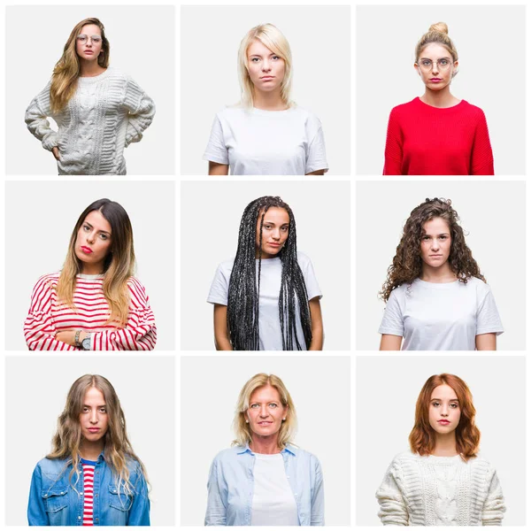 Collage Einer Gruppe Junger Und Älterer Frauen Mit Isoliertem Hintergrund — Stockfoto