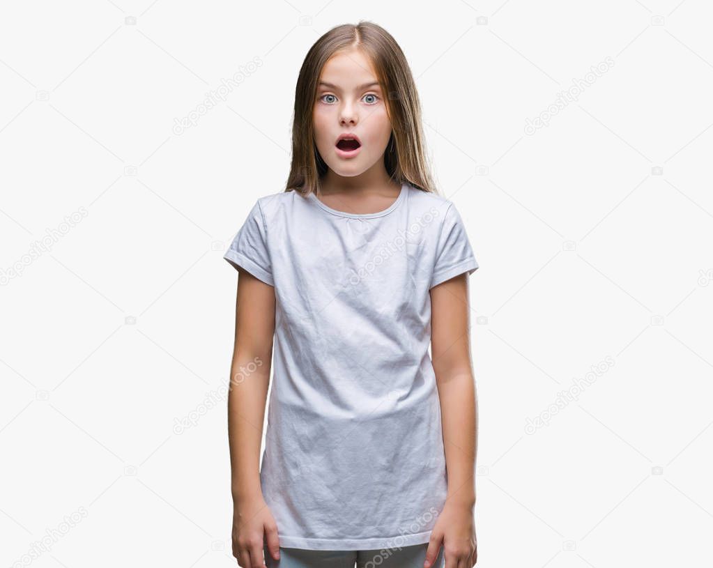 Young beautiful girl over isolated background afraid and shocked with surprise expression, fear and excited face.