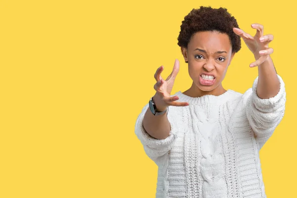 Beautiful Young African American Woman Wearing Sweater Isolated Background Shouting — Stock Photo, Image