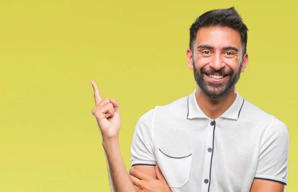 Uomo Ispanico Adulto Sfondo Isolato Con Grande Sorriso Sul Viso — Foto Stock