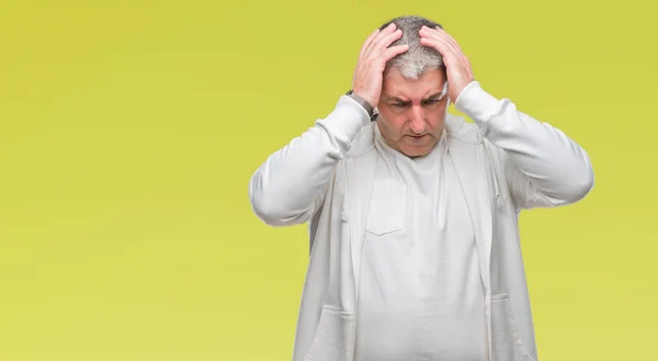 Bell Uomo Anziano Che Indossa Vestiti Sportivi Sfondo Isolato Che — Foto Stock