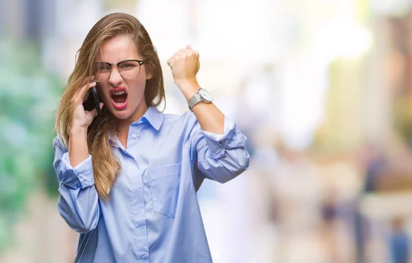 Young Beautiful Blonde Business Woman Calling Using Smartphone Isolated Background — Stock Photo, Image