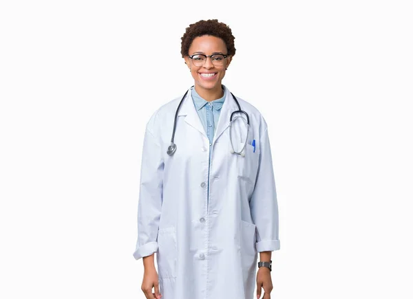 Young African American Doctor Woman Wearing Medical Coat Isolated Background — Stock Photo, Image