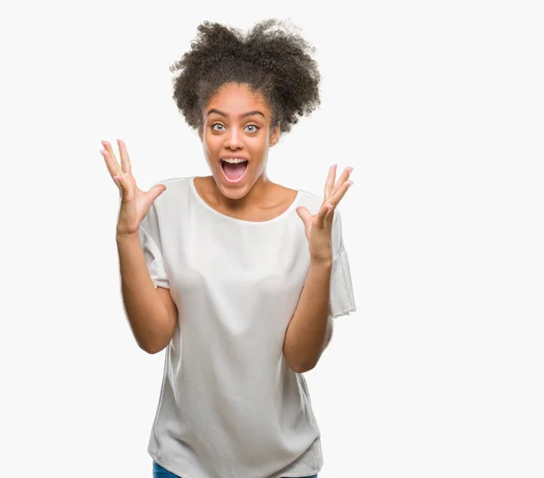 Young Afro American Woman Isolated Background Celebrating Crazy Amazed Success — Stock Photo, Image