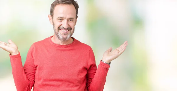 Bonito Hoary Meia Idade Homem Sênior Vestindo Camisola Inverno Sobre — Fotografia de Stock