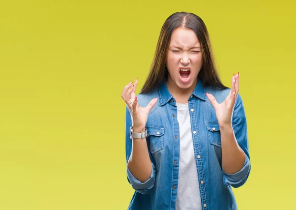 Young Caucasian Beautiful Woman Isolated Background Crazy Mad Shouting Yelling — Stock Photo, Image