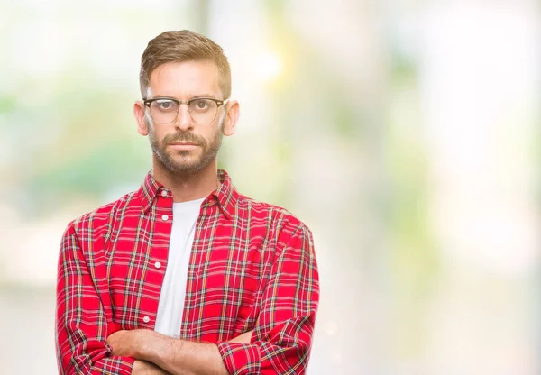 Jonge Knappe Man Geïsoleerde Achtergrond Scepticus Nerveus Afkeurende Uitdrukking Het — Stockfoto