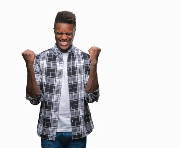 Jovem Afro Americano Sobre Fundo Isolado Celebrando Surpreso Surpreso Pelo — Fotografia de Stock