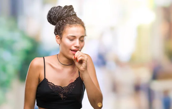 Cabello Trenzado Joven Afroamericano Con Mancha Pigmentación Marca Nacimiento Sobre —  Fotos de Stock