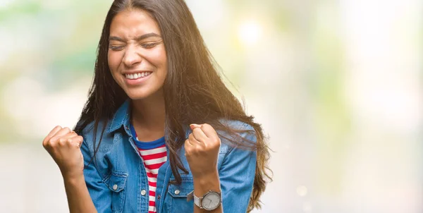 Giovane Bella Araba Sfondo Isolato Molto Felice Eccitato Facendo Gesto — Foto Stock