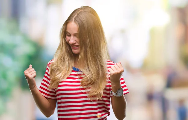 Giovane Bella Donna Bionda Sfondo Isolato Molto Felice Eccitato Facendo — Foto Stock