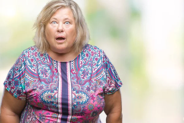 Senior Size Caucasian Woman Isolated Background Afraid Shocked Surprise Expression — Stock Photo, Image