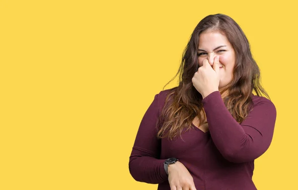 Bonita Atraente Além Tamanho Jovem Mulher Vestindo Vestido Sobre Fundo — Fotografia de Stock