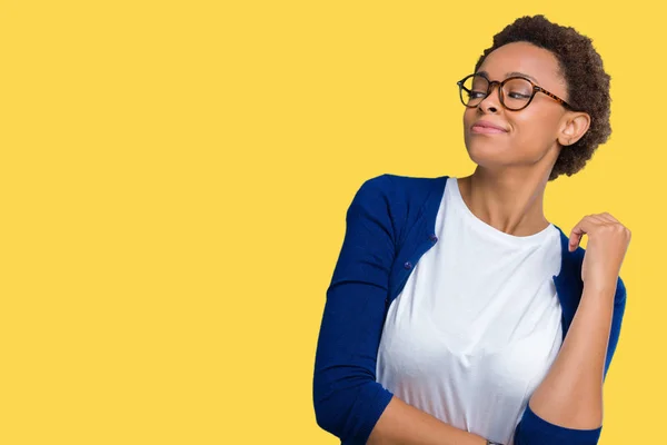 Giovane Bella Donna Afro Americana Che Indossa Occhiali Sfondo Isolato — Foto Stock