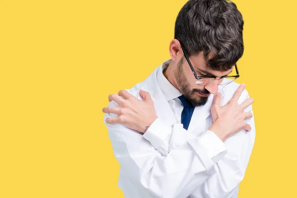 과학자 가리키는 손가락 코트를 — 스톡 사진