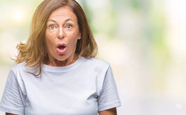 Middle Age Senior Hispanic Woman Isolated Background Afraid Shocked Surprise — Stock Photo, Image