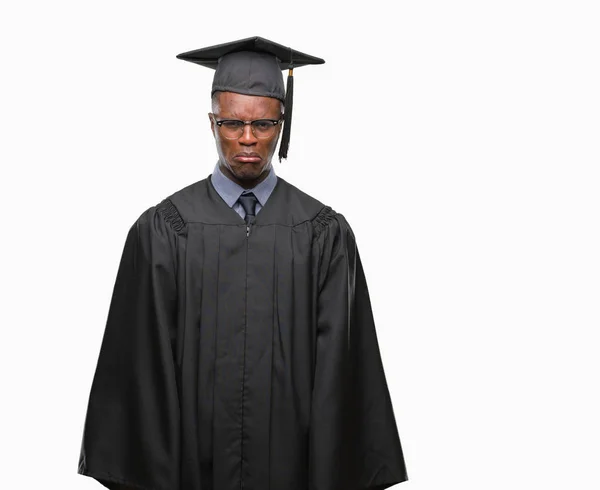 Young Ukończył Afro Amerykanin Białym Tle Depresji Niepokoju Cierpienie Płacz — Zdjęcie stockowe
