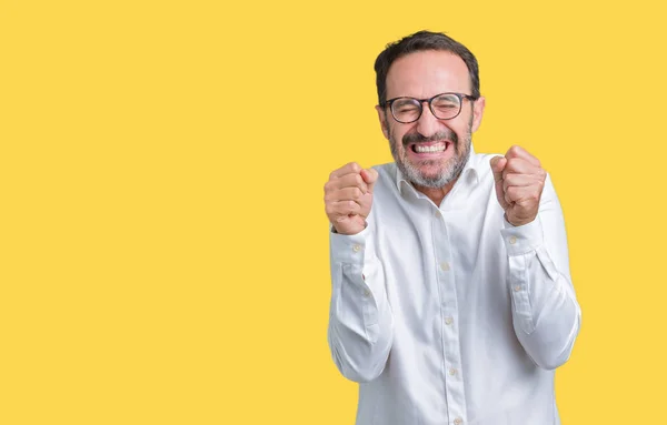 Stilig Medelåldern Eleganta Senior Business Man Glasögon Över Isolerade Bakgrund — Stockfoto