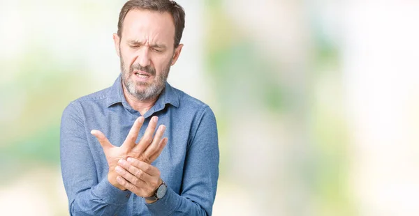 Handsome Middle Age Elegant Senior Man Isolated Background Suffering Pain — Stock Photo, Image